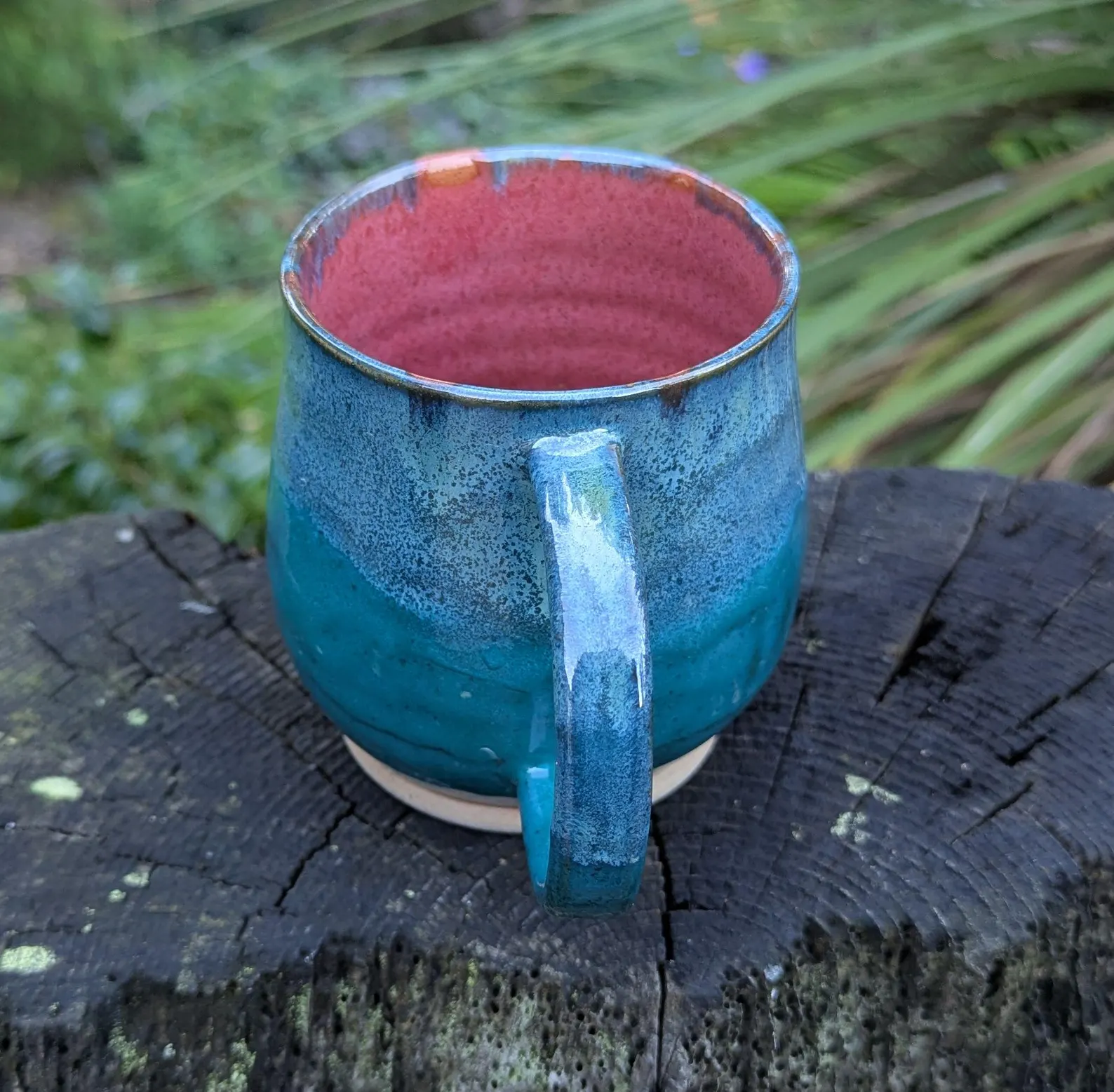 Handmade blue green Ceramic Mug: Wheel Thrown mug - Image 2