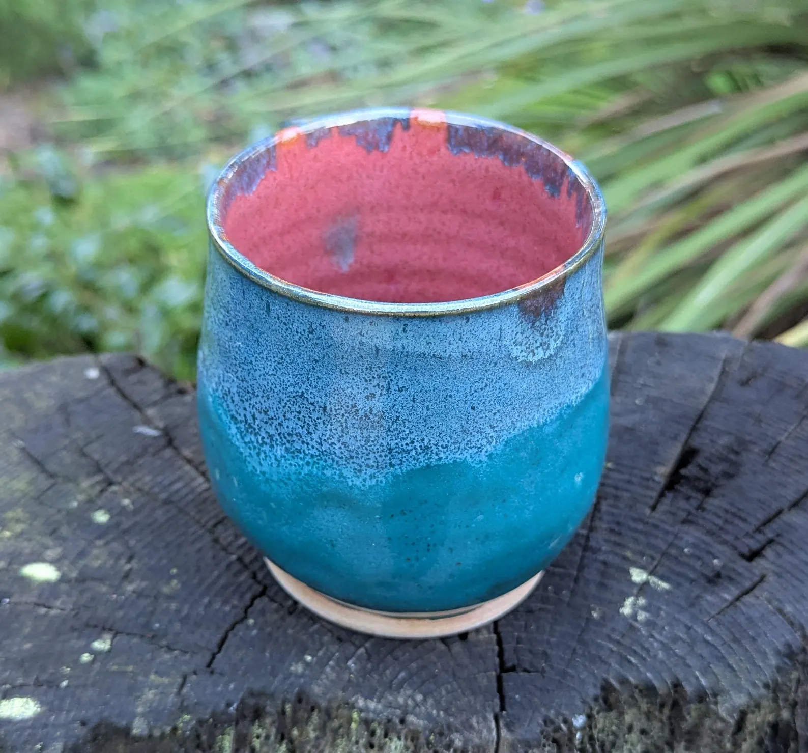 Handmade blue green Ceramic Mug: Wheel Thrown mug - Image 3