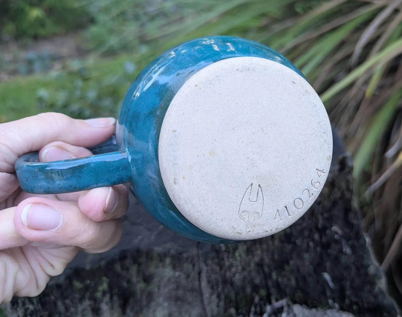Handmade blue green Ceramic Mug: Wheel Thrown mug - Image 6